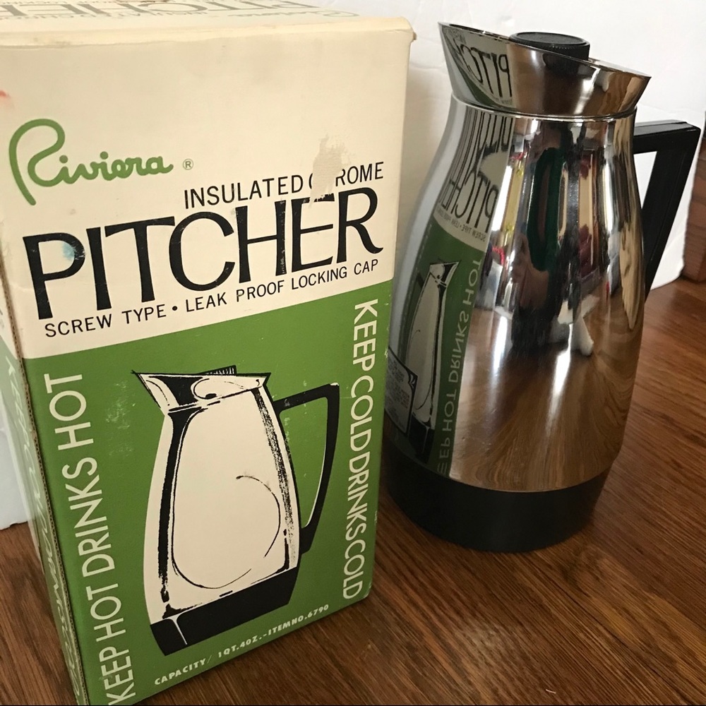 vintage 60s Riviera chrome pitcher hot cold 1 qt - Picture 1 of 7